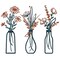 Pigort 3 Pieces Metal Flowers Wall Arts - Rustic Farmhouse Decor Minimalist Flower Wall Decors for Living room Bathroom Bedroom Dining Room-Housewarming Gifts
